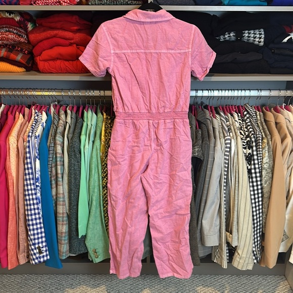 Cat & Jack pink button front short sleeve elastic waistband jumpsuit size 14/16 - Picture 3 of 3